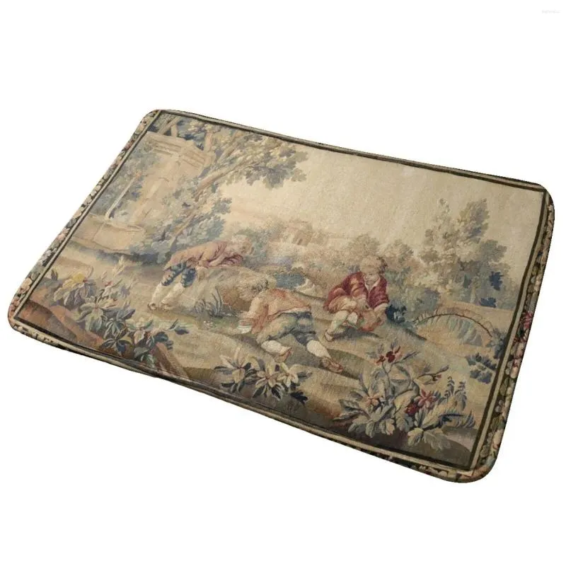 Tapis aubusson antique française tapisserie imprimé d'entrée de porte du tapis de bain vintage tapis vintage