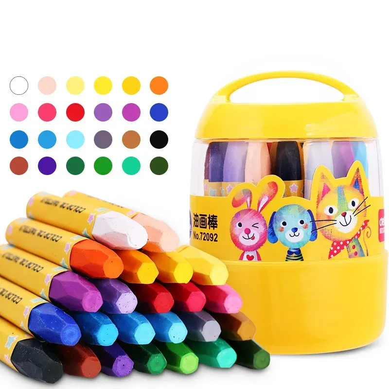Crayons 12/24 Colors Wax Crayon Pencil Kind's Color Pen Pemable Crayons милый бочонок для животных для детей на день рождения подарки канцелярских товаров