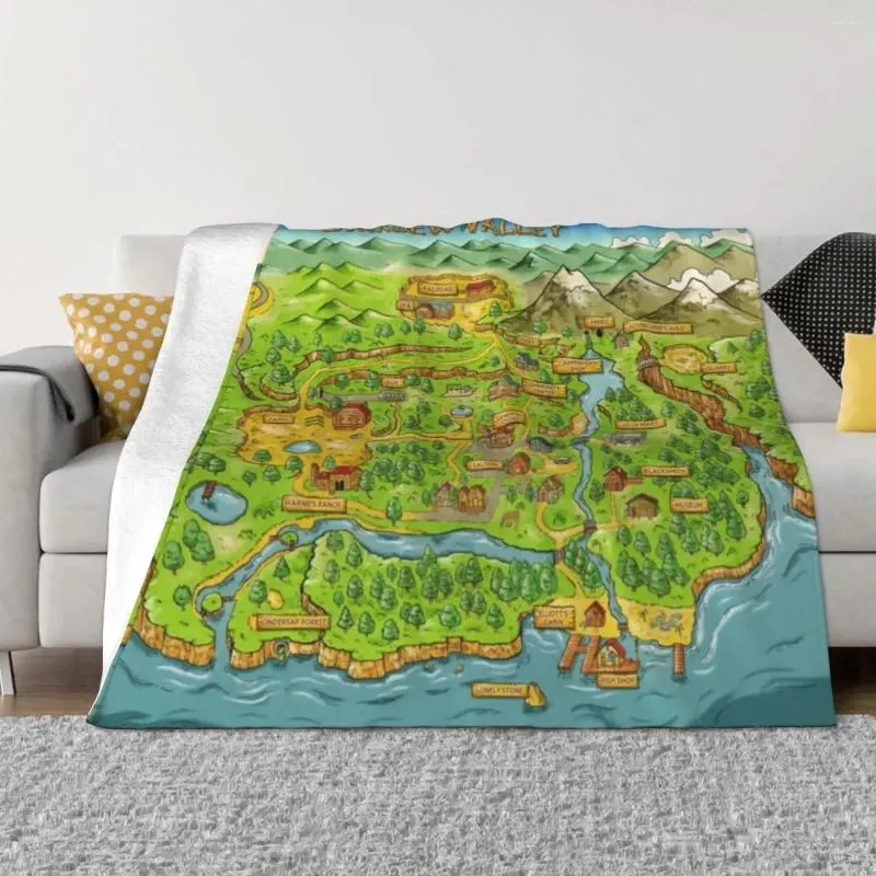 Stardew Valley Map Flannel Minecraft Weighted Blanket Lightweight