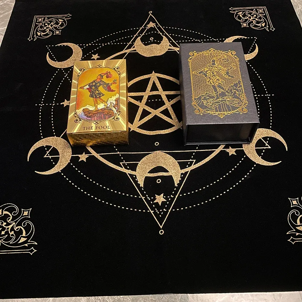 Tapis de jeu 78 cm vert carré tramé nord sud est ouest joueur cartes tarot