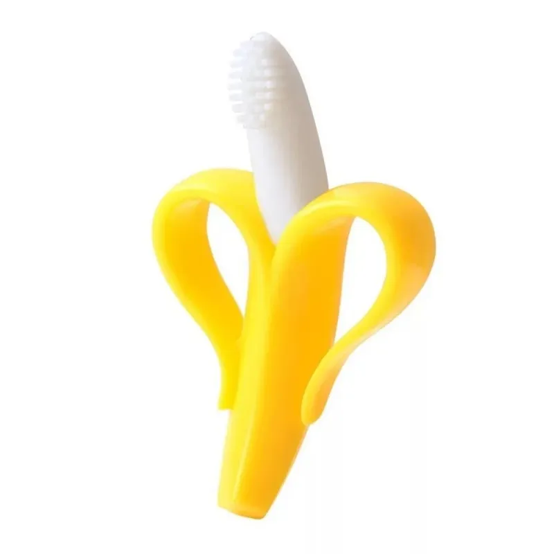 Baby Safe BPA BPA Free Teether Toys Toddle Banana Training Brosse de dents Silicone Chew Soins dentaires Brosse de dents de rassasage Perles bébé cadeau