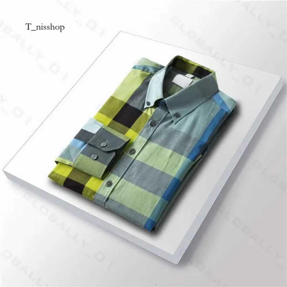 Hobe Bur Shirts décontractés S Slim Silk Designers T-shirts Fashion à manches longues T Vêtements Business Plaid marques 17 Couleurs Taille M-3XL 435