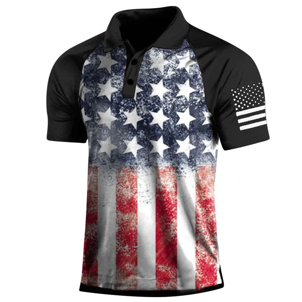 2023 NYA CASUAL HERS KORT SLEEVED HENRY SHIRT Independence Day Element Three Button Men's Raglan Polo Shirt