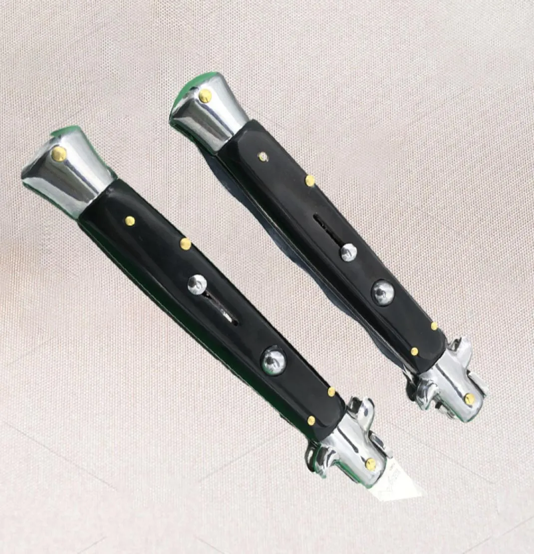 Klasyczny nóżgambler039s składany nóż 11 -calowy czarny klakson Kris Water Fala lustra ze stali nierdzewnej pojedyncze ostrze Selfdefense TAC8386741
