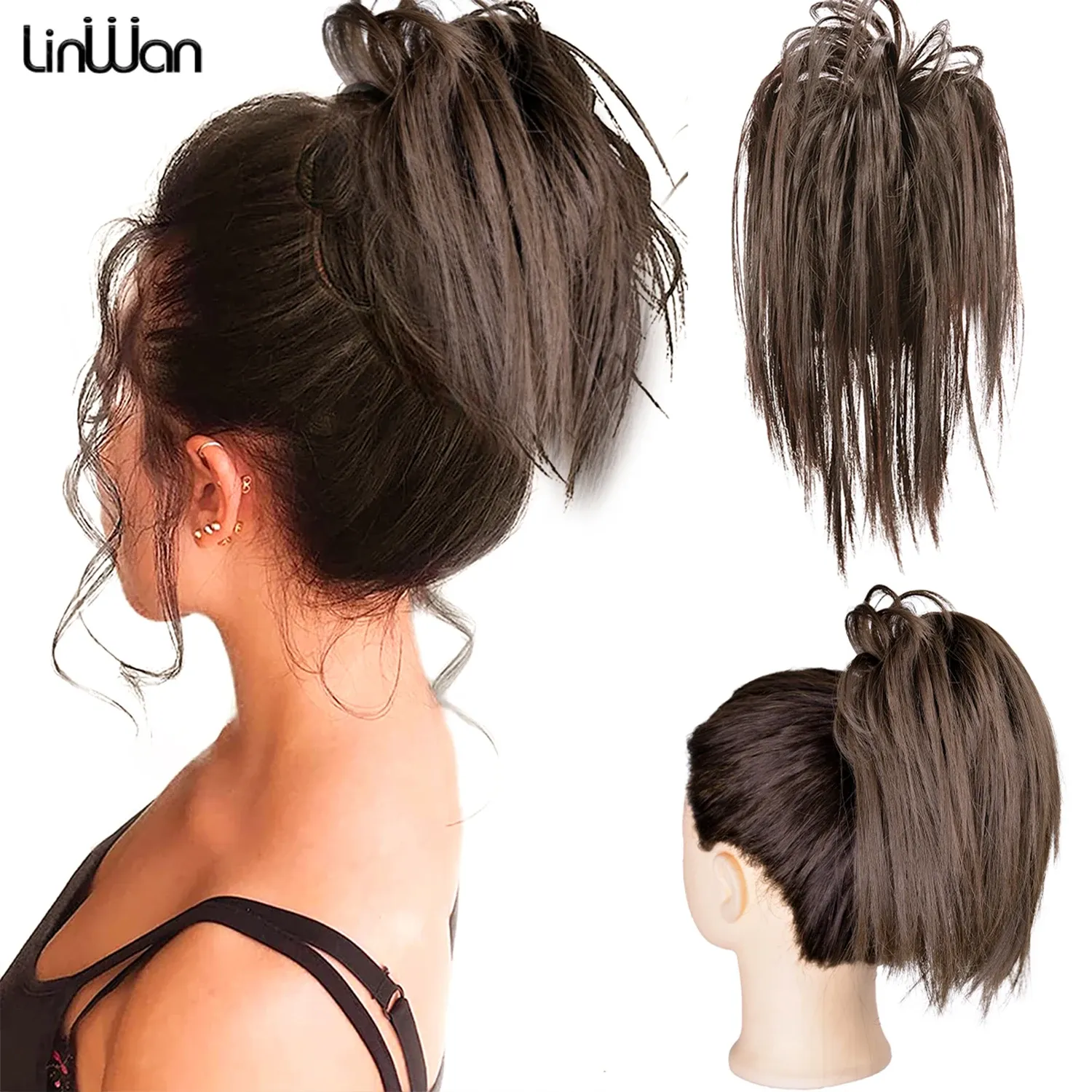 Short Straight Claw Clip Ponytail Hair Extensions 10 Inch 