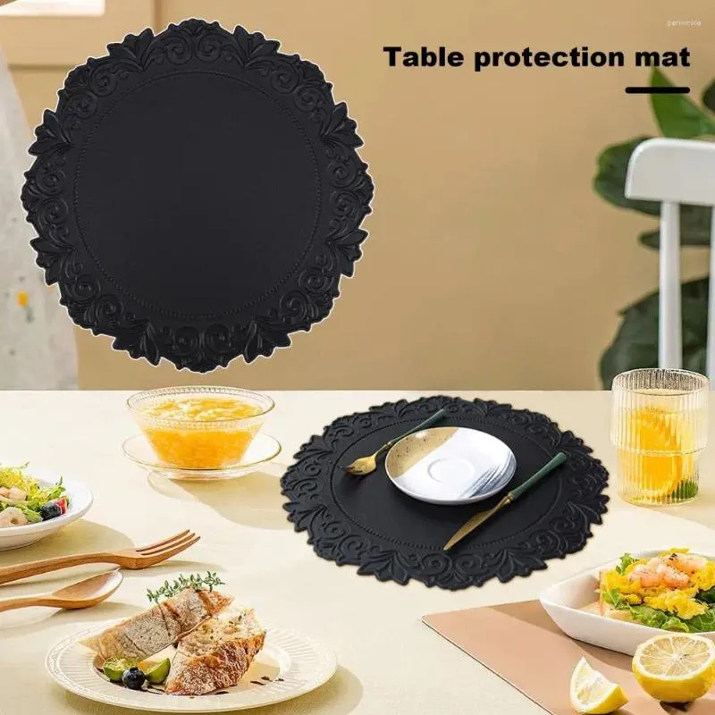 Table Mats 1Pc Durable Mat Oil-proof Wear Resistant Cup Round Decorative Heat Insulation PVC Placemat Pad For Home