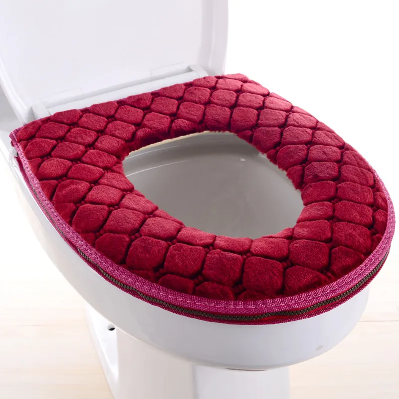 Thickened Toilet Seat Cover Winter Warm Soft Washable Commode Toilet Seat Toilet Mats Household Bathroom Toilet Cushion