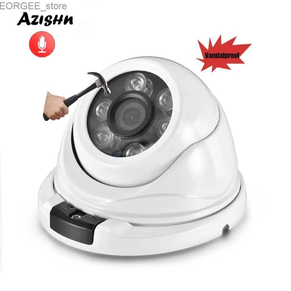 Andra CCTV -kameror Azishn Audio H.265 3MP Wide Vinkel IP -kamera Mikrofon Full HD IP66 P2P Network Dome Security CCTV Camera DC 12V/48V POE XMEYE Y240403