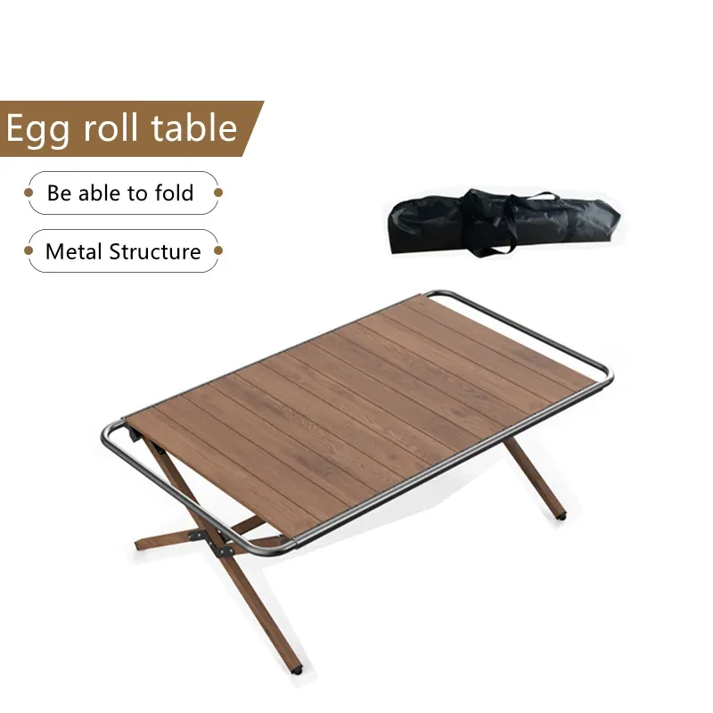 Möbler Tryhomy Camping Table Portable Egg Roll Table Collapsible Aluminium Eloy Table Folding Desk utomhus Picknick matlagningsbord