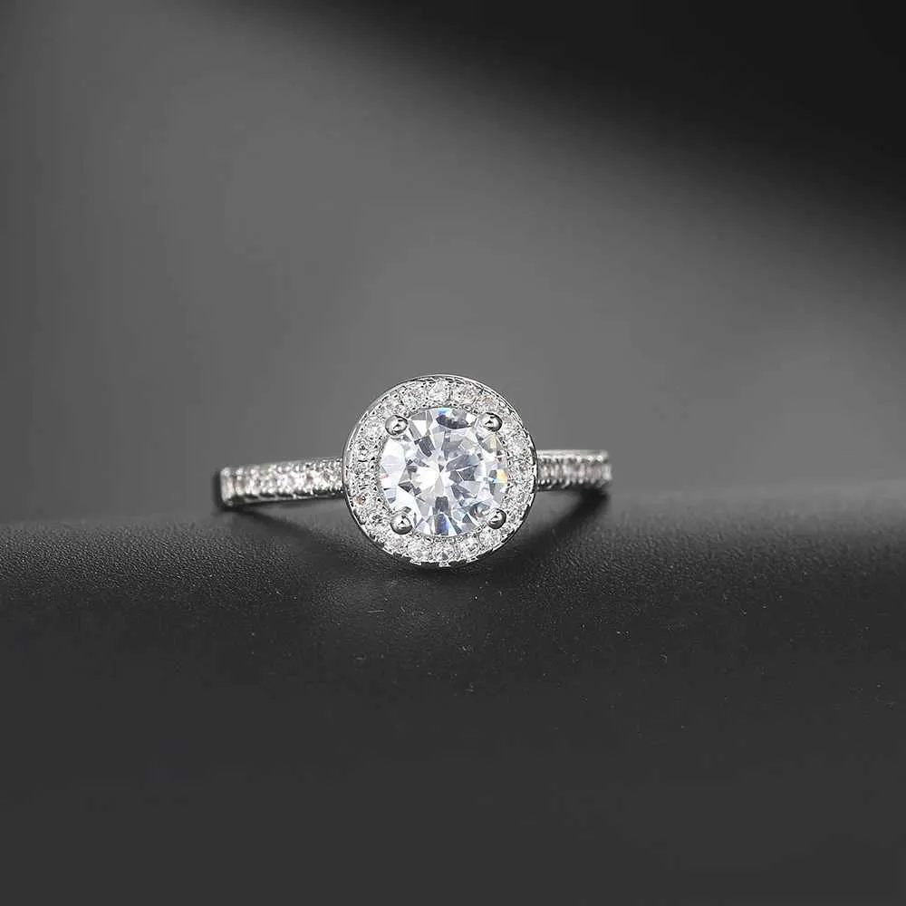 2PCS Wedding Rings Wedding Proposal Solitaire Rings For Women Female Silver Color Square Zirconia Crystal Engagement Marriage Ring Jewellry R781