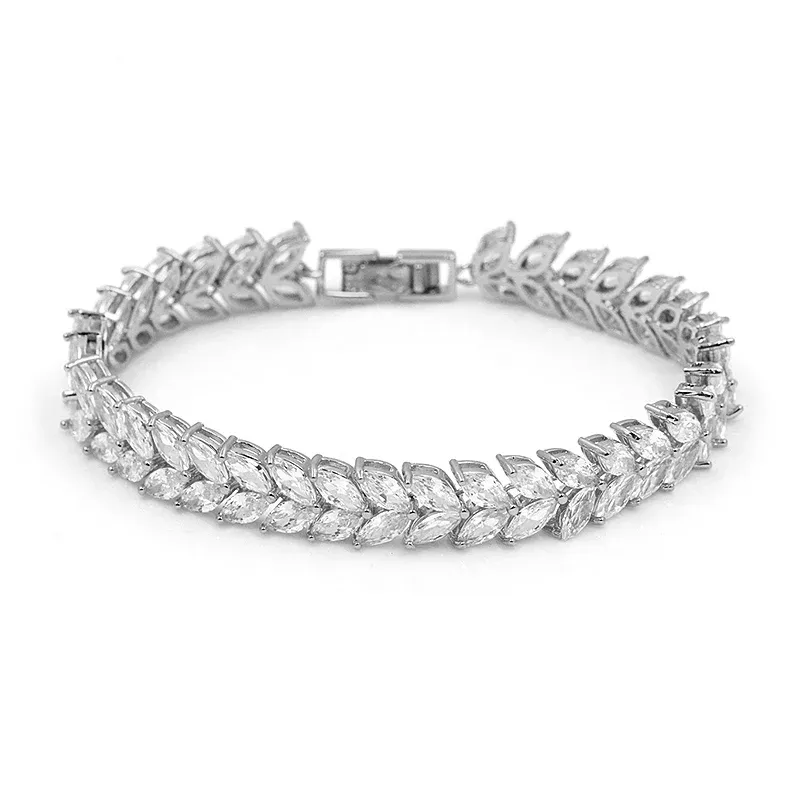 Bracelets Weimanjingdian Marque Marquise Cut Cumbic Zirconia CZ Crystal Tennis Bracelets pour femmes Bride Mariage Prom Charme bijoux Cadeaux