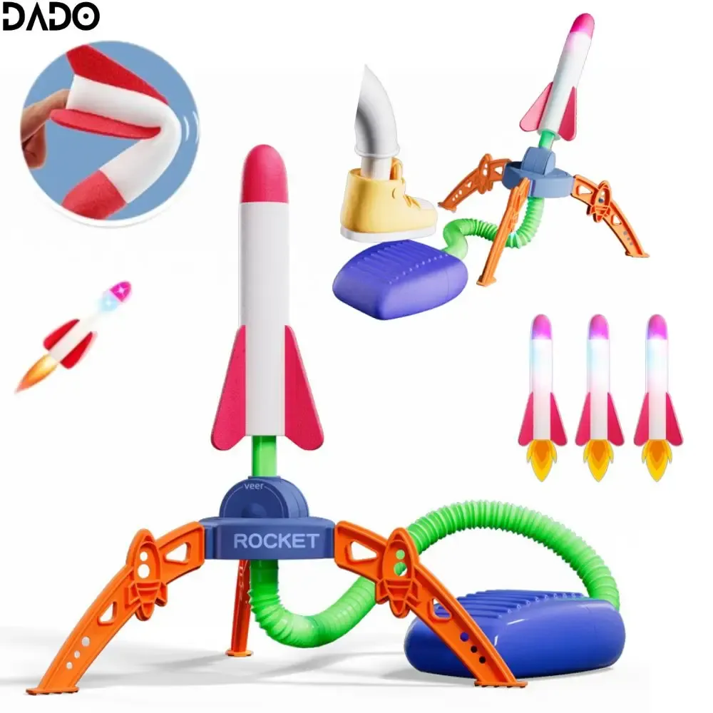 REFUN Lance-Roquette à Pédale Pour Enfants – 6 Fusées En Mousse, Portée Jusqu'à 36m, Jeu Extérieur/Intérieur, Dès 3 Ans
