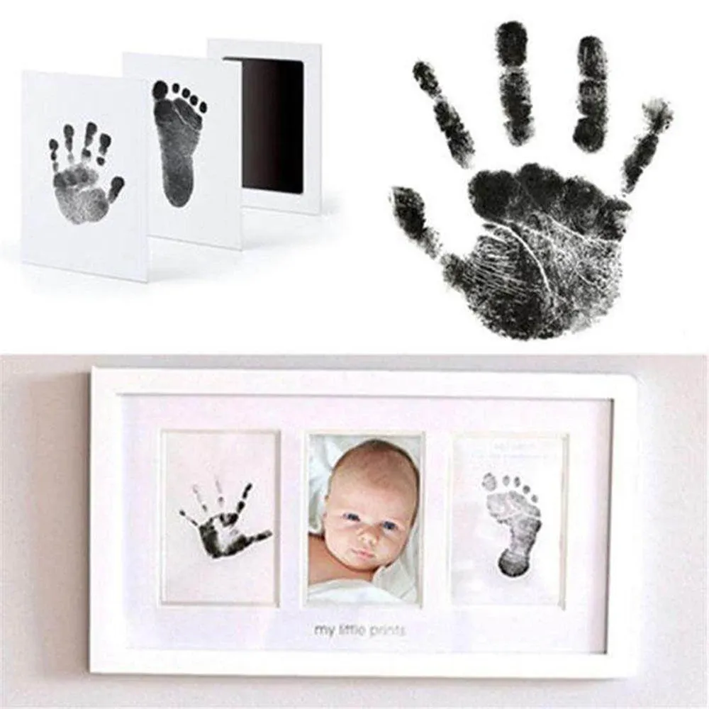 PewinGo Inkless Baby Hand & Footprint Kit With Wooden Frame - Safe Memory Keepsake For Newborns