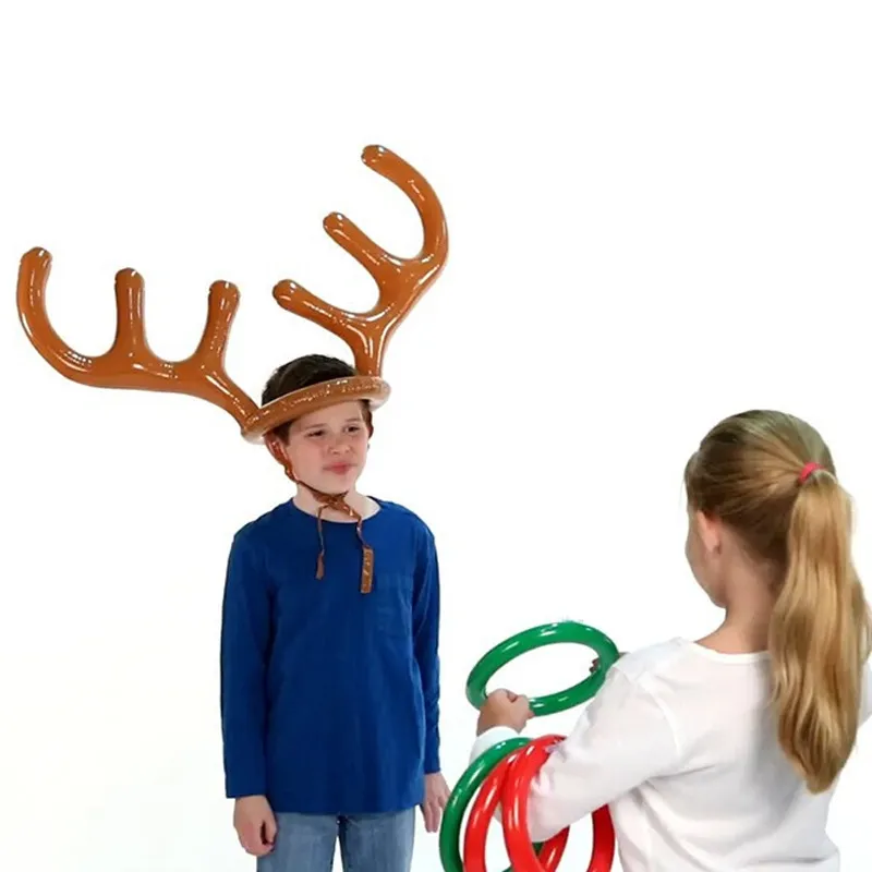 Inflatable Reindeer Antler Ring Toss Game Christmas Tree Santa Ring Toss for Christmas Party Games Adult Kids New Year Xmas Gift