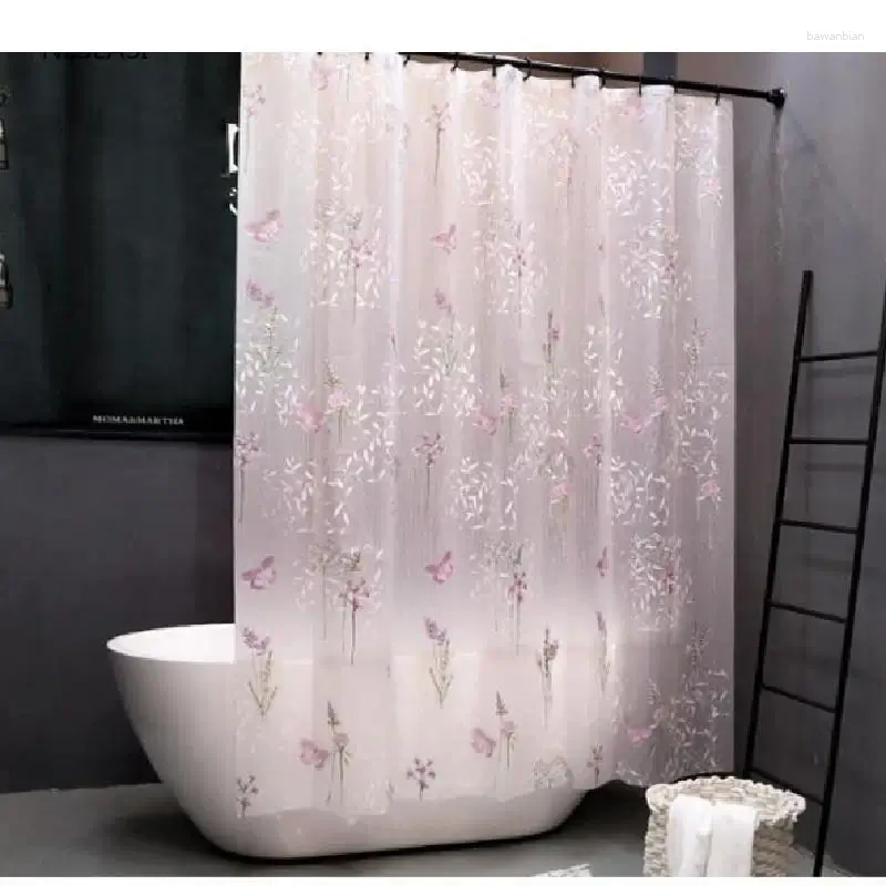 Tende per doccia creativa fiore stampa eva traslucidi cortina impermeabile accessibili per la casa decorazioni con ganci da bagno