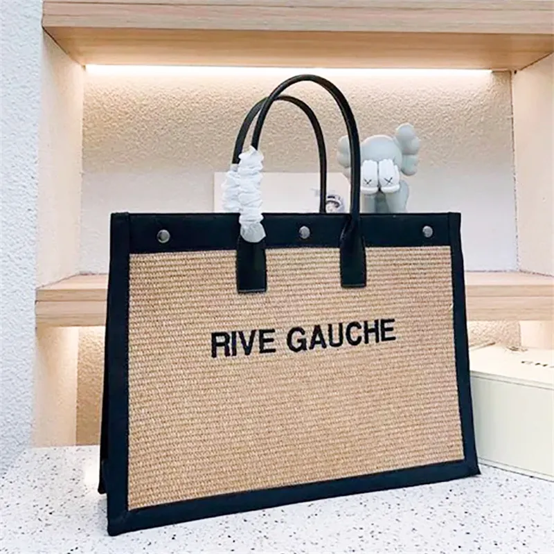 Lady Rive Gauche Summer weave Beach Shop bags Womens luxury designer handbag Shoulder vacation keepall bags mens gym canvas clutch diaper Crossbody large tote bag