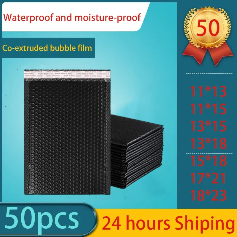 Mailers 50pcs / lot Black Bubble Film Enveloppe Sac Cadeau d'emballage Antisqueeze Express Sac épaississant le sac d'emballage du produit