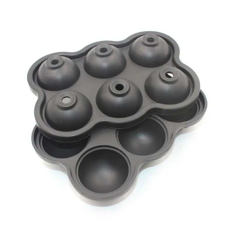 6 Holes 4.5cm Diameter Food Grade Soft Silicone Eco-Friendly Useful Homemade Ice Cube Tray Ball Maker Mold Cute Simple