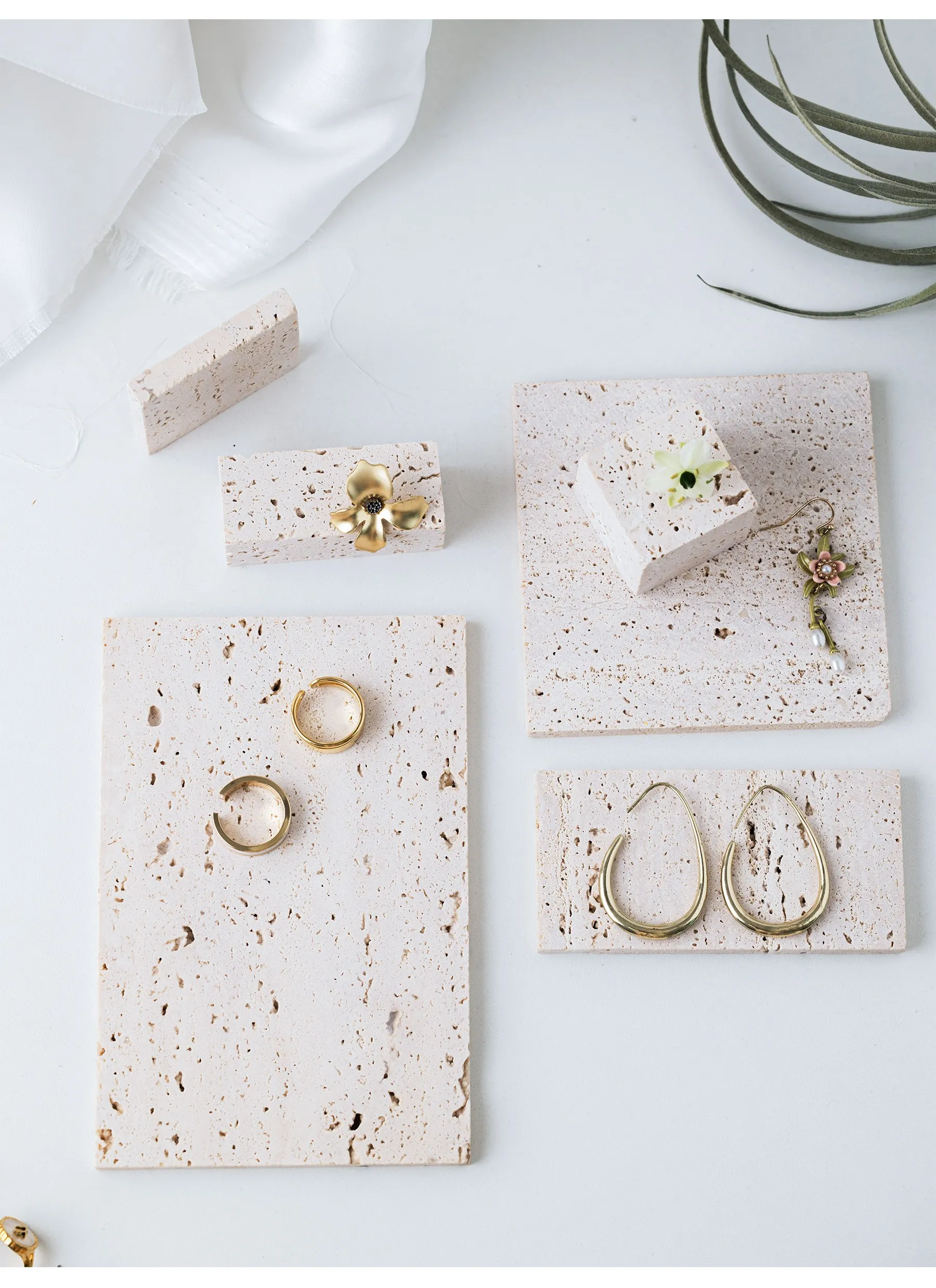 Plateau Rond En Travertin Naturel – Rangement Bijoux, Salon, Salle De Bain | Dessous De Plat Beige Design - 3