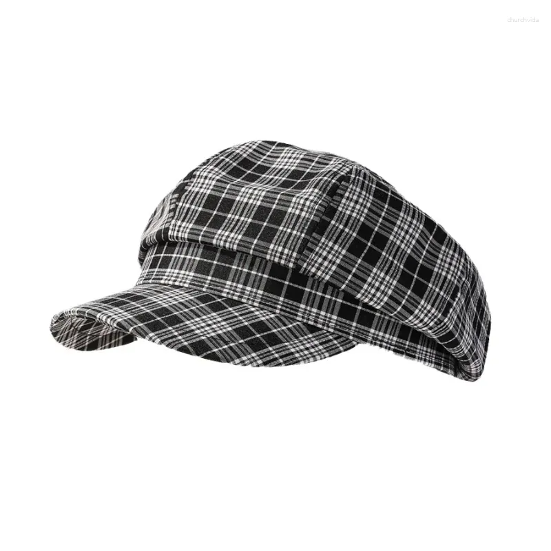 Bérets chapeaux octogonaux pour les femmes Plaid d'automne d'hiver Cap Vintage Beret Casual Simple Painter Femme