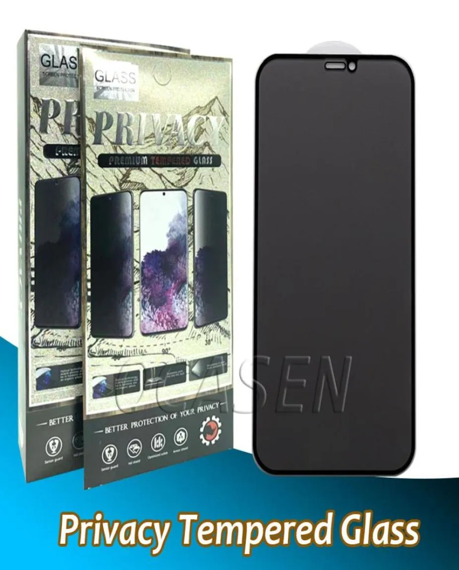 Premium Privacy Tempered Glass Screen Protector för iPhone 13 12 Mini 11 Pro Max XR XS 7 8 Plus Antispy Full Cover med Backboard8601040