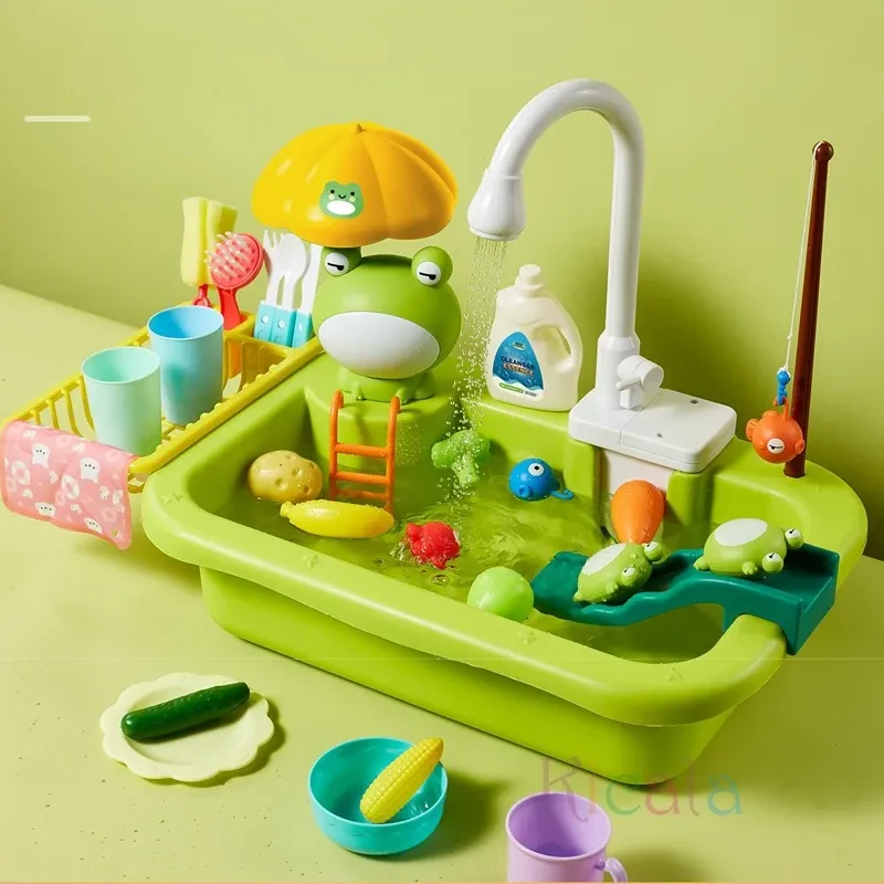 Jouet Évier Cuisine Enfant Électrique À Lave-Vaisselle À Eau Courante Jouet Pêche Alimentaire Jeu De Rôle Fille Idée Cadeau