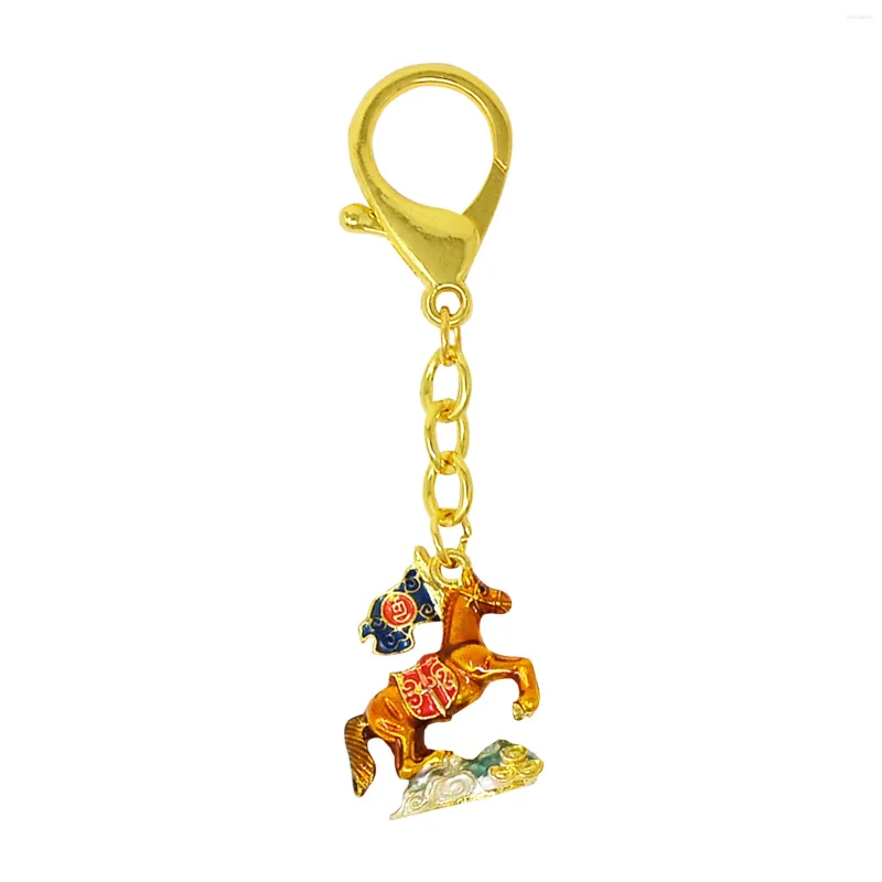 Hooks Feng Shui 2024 Sky Horse com bandeira de sucesso Boa Fortune Keychain