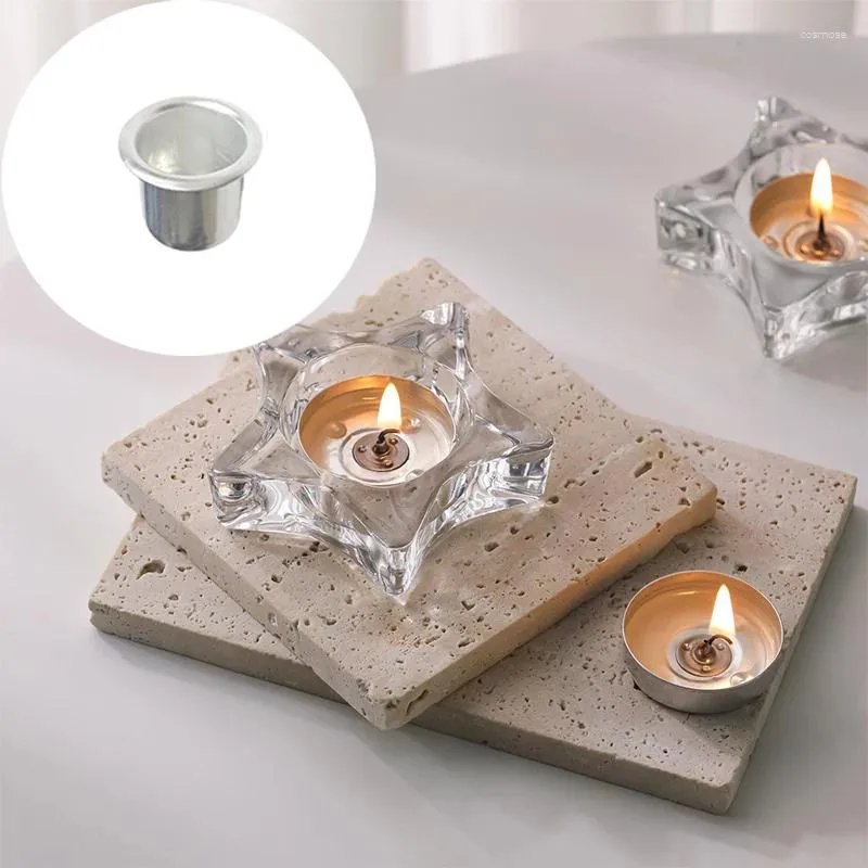 Candle Holders 10pcs Mini Round Silver DIY Holder Tray Container Accessory Aluminium Home Party Decorative Parts