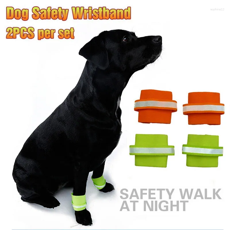 Dog Apparel Pet Security Wristbands 2Pcs/Set Fluorescence Polyester Foot Strap For Products Large Dogs Safety