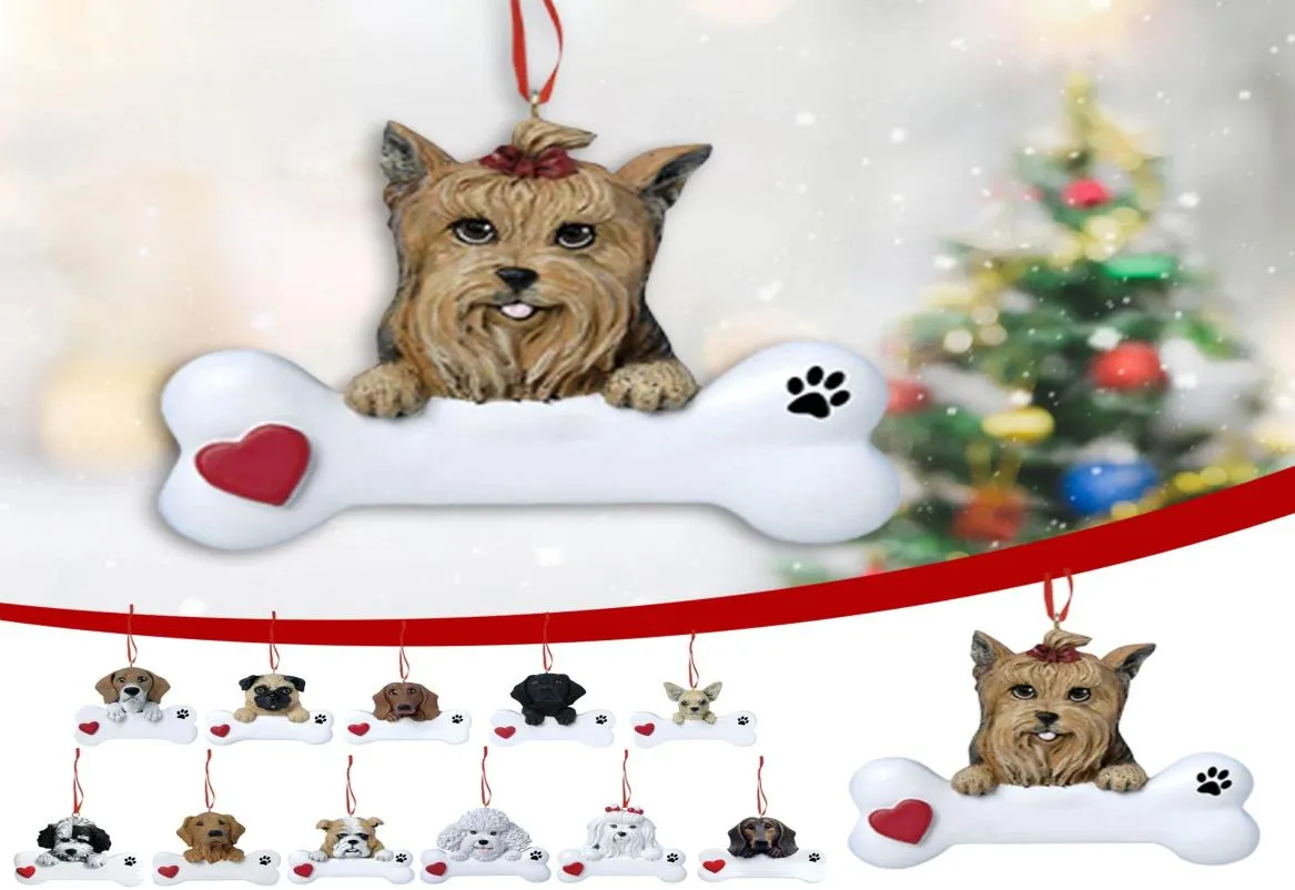 Diy Handwritten Name Blessings Dog Series Pet Dog Resin Pendant Christmas Tree Pendants Hanging Ornament Festival Xmas Decor6337562