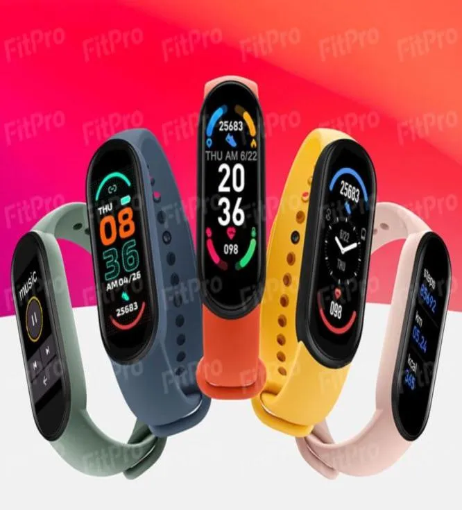 M 6 Akıllı Bileklik Bileklikler Fitness Tracker Gerçek Kalp Hızı Kan Basıncı Monitörü Ekran Su geçirmez Spor İzle Cel7266758