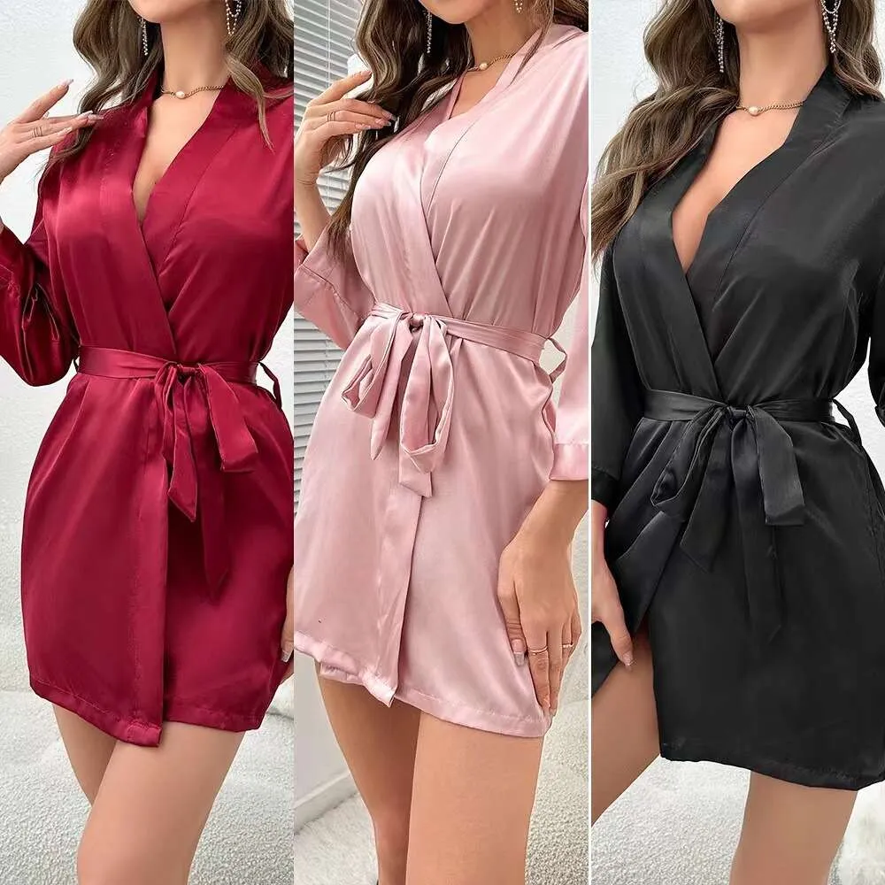 Bathrobe à lacets pour femmes, Sexy peut être porté à l'extérieur.Les chemises de nuit sont à l'aise d'avoir une sensation soyeuse.Vêtements à domicile et robes de matin