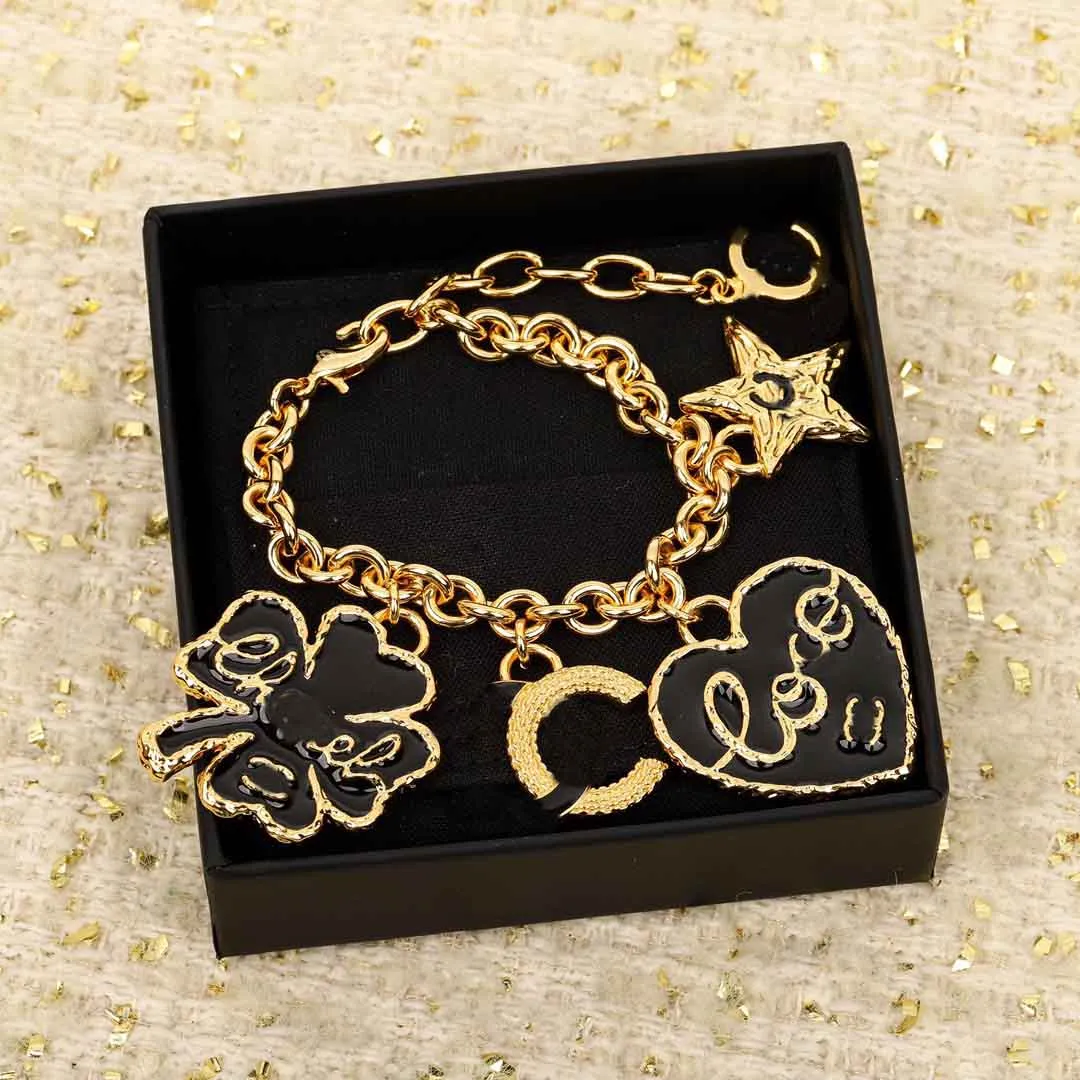 Luxury quality charm pendant bracelet and waist belt heart star shape desinger in 18k gold plated have stamp box PS3386B