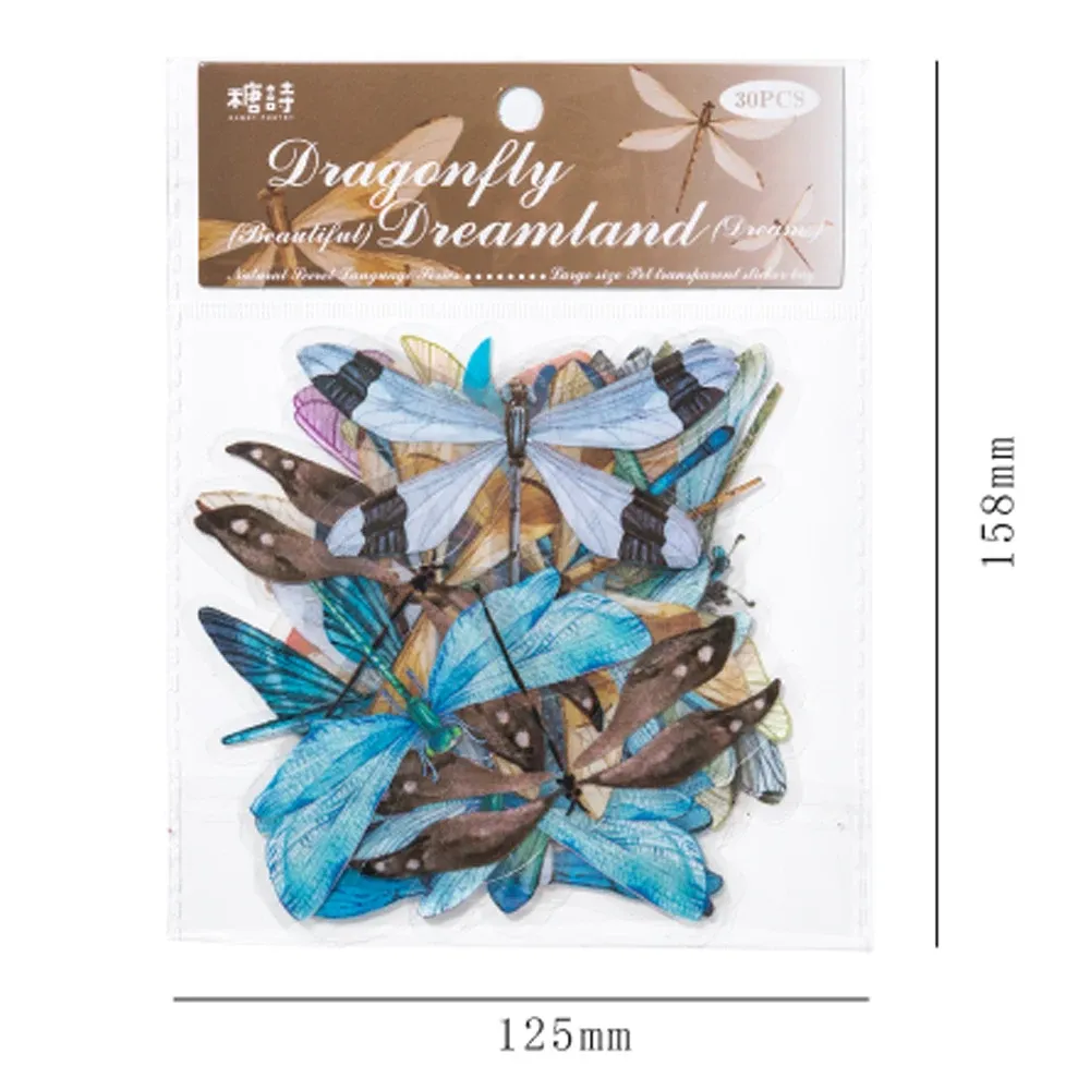 Mr. Paper Retro Art Style Butterfly Sticker Pack Natural Plant Plant Animal Hand Compte Decorative Sticker Sticker Stationery 30pcs / Pack