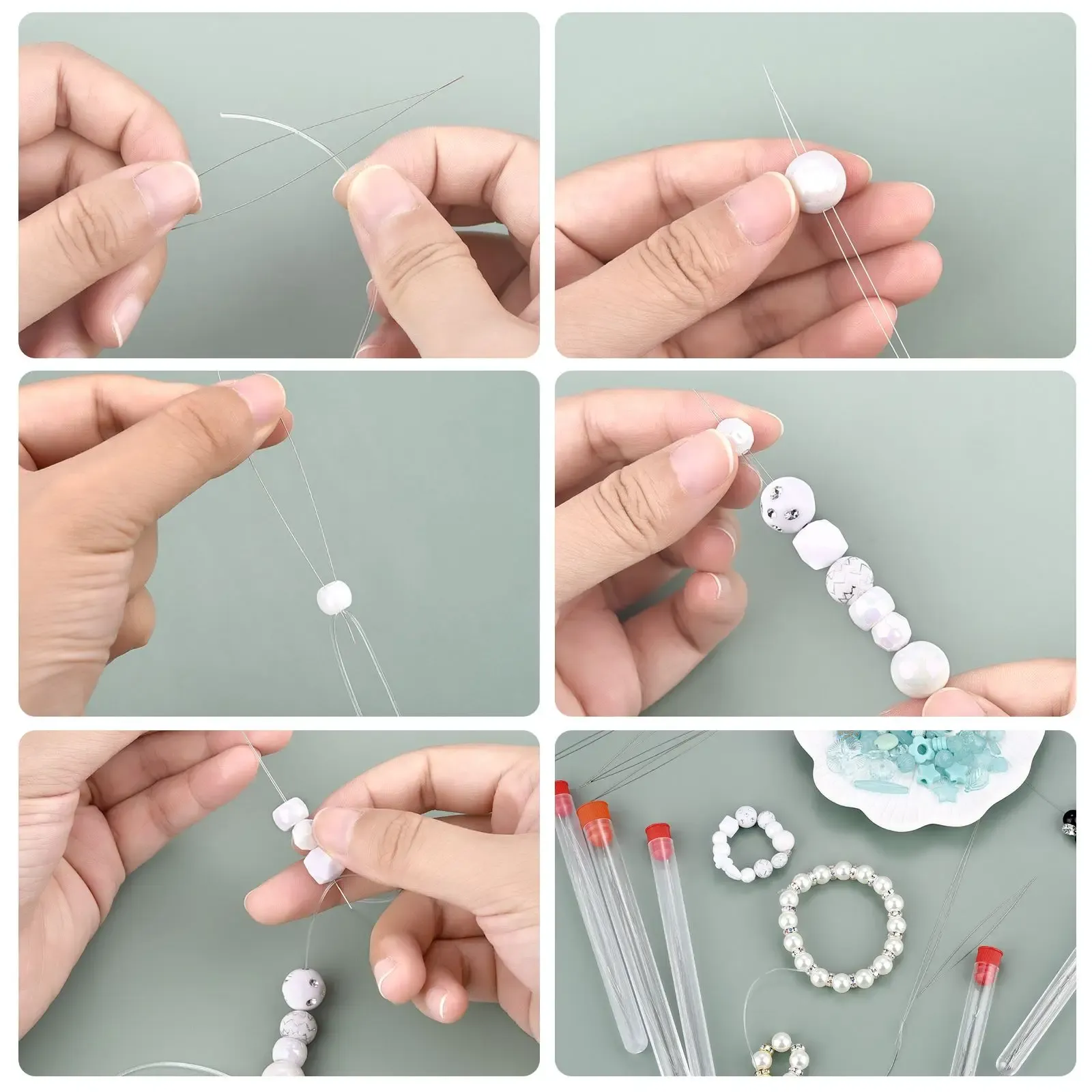 Threading Bead String Beading Tool Set: Open Beaded Needle, Hand String Flower Threading ...