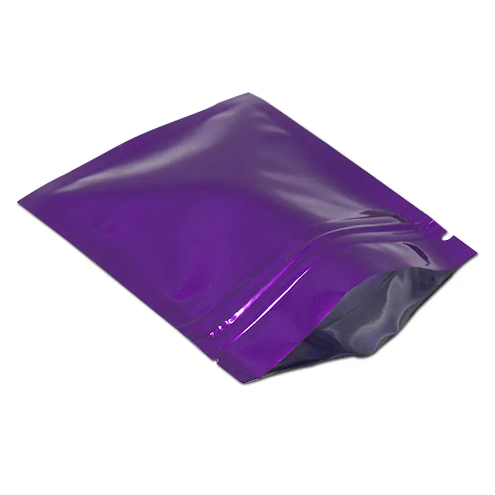 Colorful Mylar Foil Zipper Packaging Bags Tear Notch Aluminum Foil Self Seal Zip Food Snacks Storage Pouches Heat Seal Sample Bags 4 Sizes