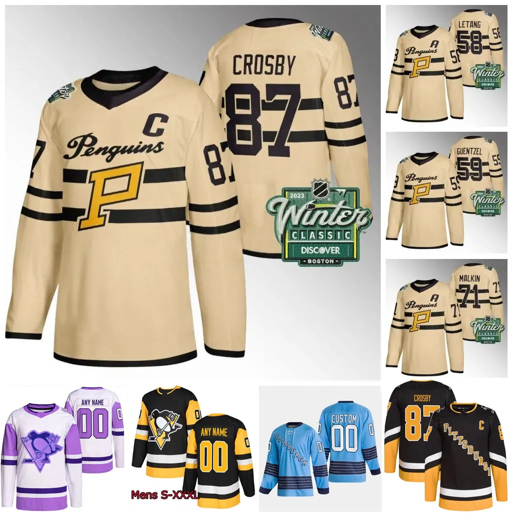 87 Sidney Crosby Penguins 2023 Winter Classic Jersey Evgeni Malkin Jake Guentzel Kris Letang Rickard Rakell Jeff Carter Bryan Rust Kasperi Kapanen Blueger Jarry Jarry