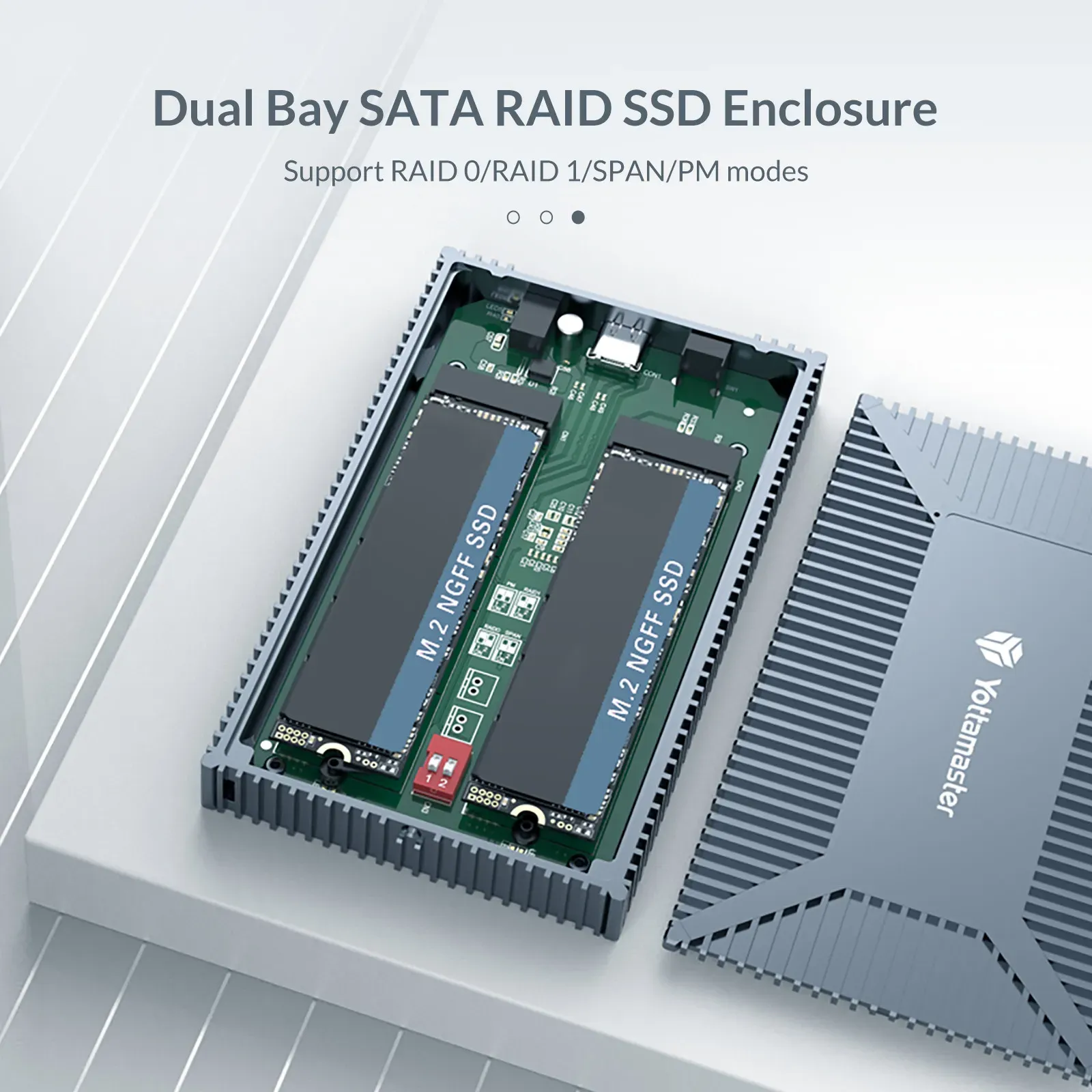 2 Bay M.2 NGFF SATA 4TB SSD Mobile Hard Drive Enclosure USB3.1