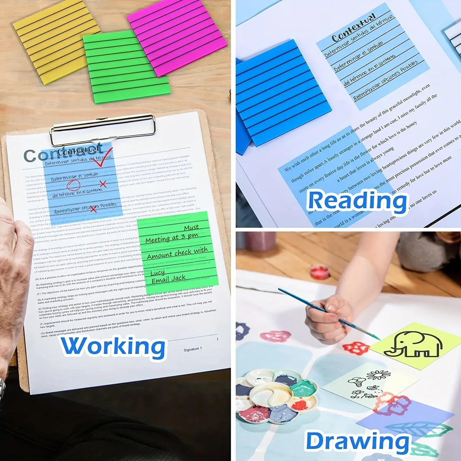 Waterproof Sticky Notes 3x3 in, Transparent Sticky Notes 600 Sheets, Rainbo JeashCHAT Transparent Sticky Notes, 3x3 inch Clear Sticky Notes