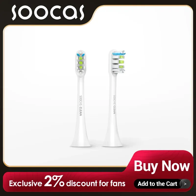 Brosse à dents SOOCAS 6/4 / 2pcs Brosseuse électrique Brosse de remplacement Brush Têtes pour x3u x1 x5 x3 pro D2 D3 V2 V1