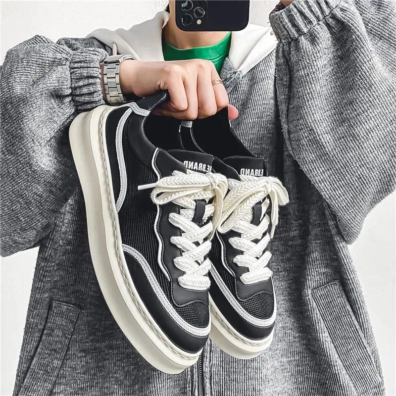 Casual schoenen platform wit 2024 herfst heren gaas ademende Koreaanse sport modeplaat zapatos para hombres