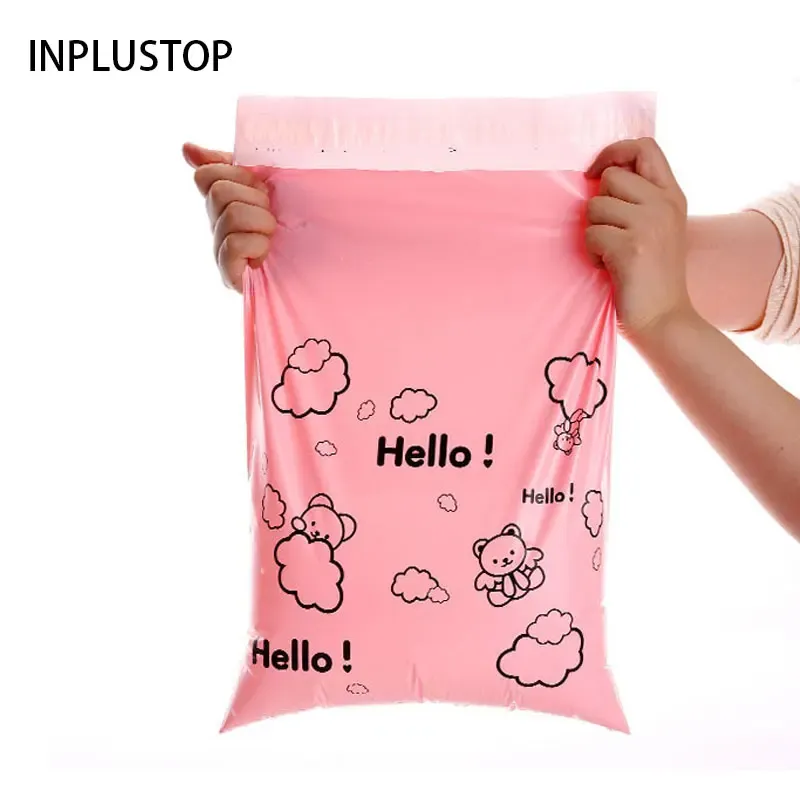 封筒Inplustop 50pcs Hello Design Mailing Logistics Bags漫画ベア印刷ギフト