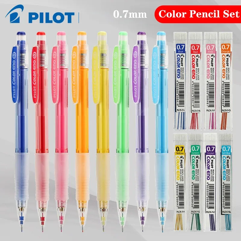 Pencils 8Pcs/Lot PILOT Mechanical Pencil Set HCR197 Colored Lead Core 0.7mm Student Drawing Pencil Sketch Manga Cute School Supplies