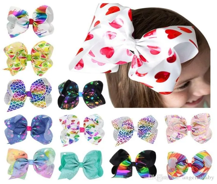 JoJo Siwa 8 inch Haarbogen voor meisjes Print Lint Bowknot Hair Clip Love Heart Valentine039S Day Hairgrips Fashion Hair Accesso2570785