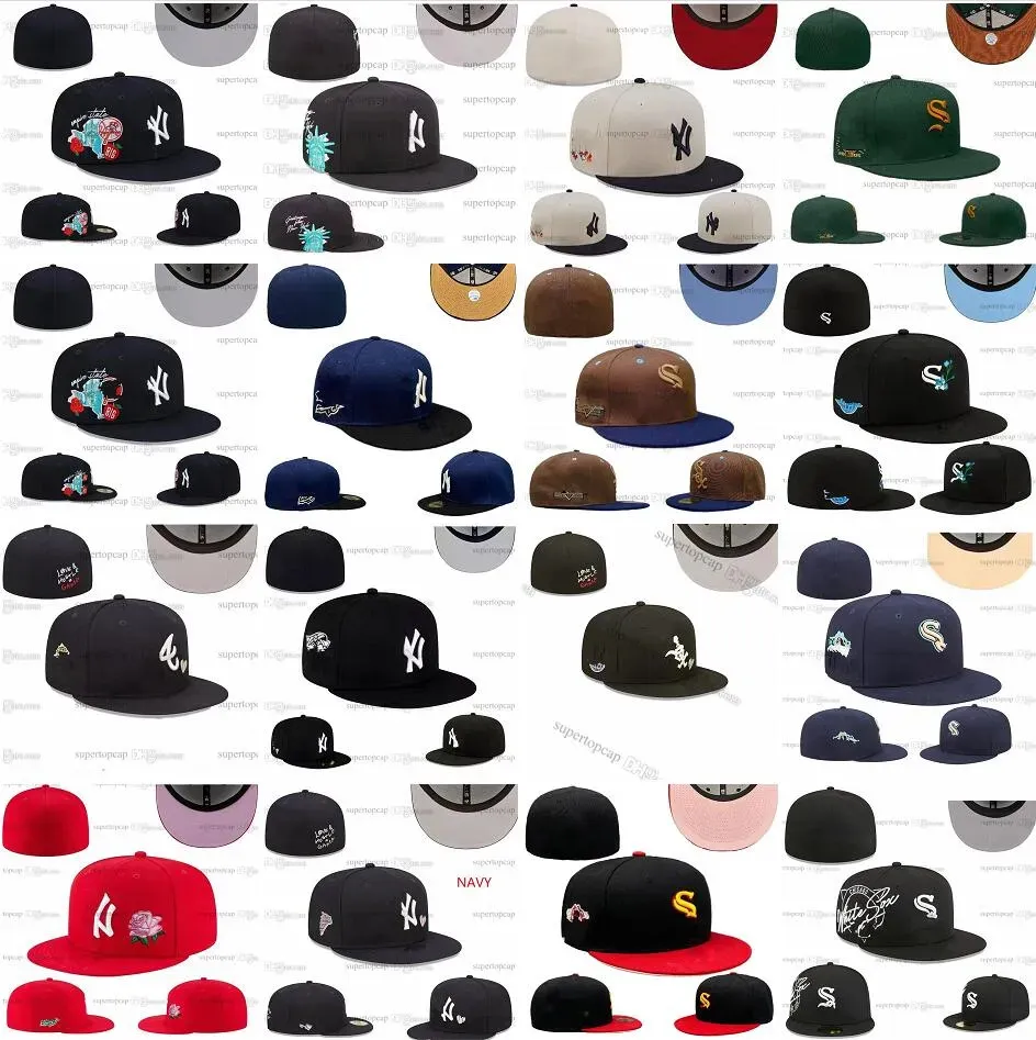 Najnowsze 40 kolorów męskie baseballowe czapki Gorras Bones Brown Flowers Pink Rose „Angeles All Teams Sport World Patle Pełne zamknięte czapki zszyte litery SD