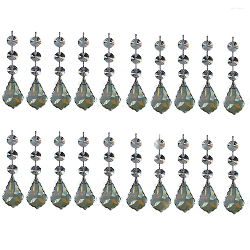 Chandelier Crystal 25pcs Clear Crystals Lamp Prisms Parts Hanging Heart Prism Pendants With 3 Octagon Beads Suncatcher DIY Pendant