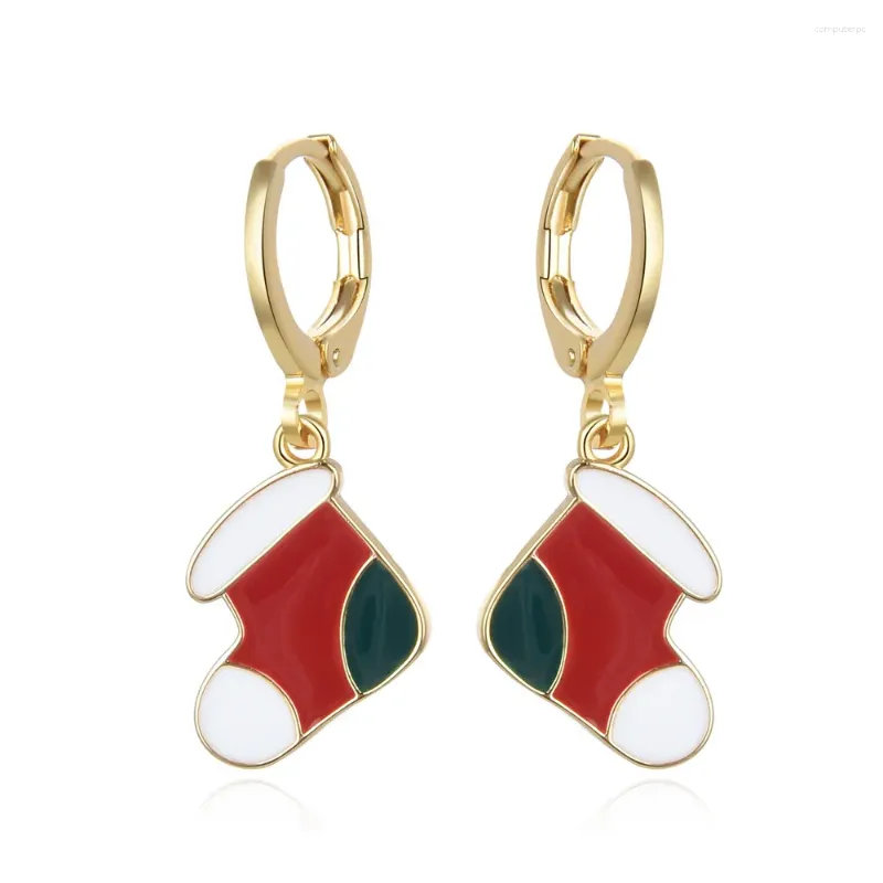 Kolczyki obręcze Poulisa Enamel Earring dla kobiet złota/srebrne kolory skarpet świąteczne krople biżuterii świąteczne festiwal