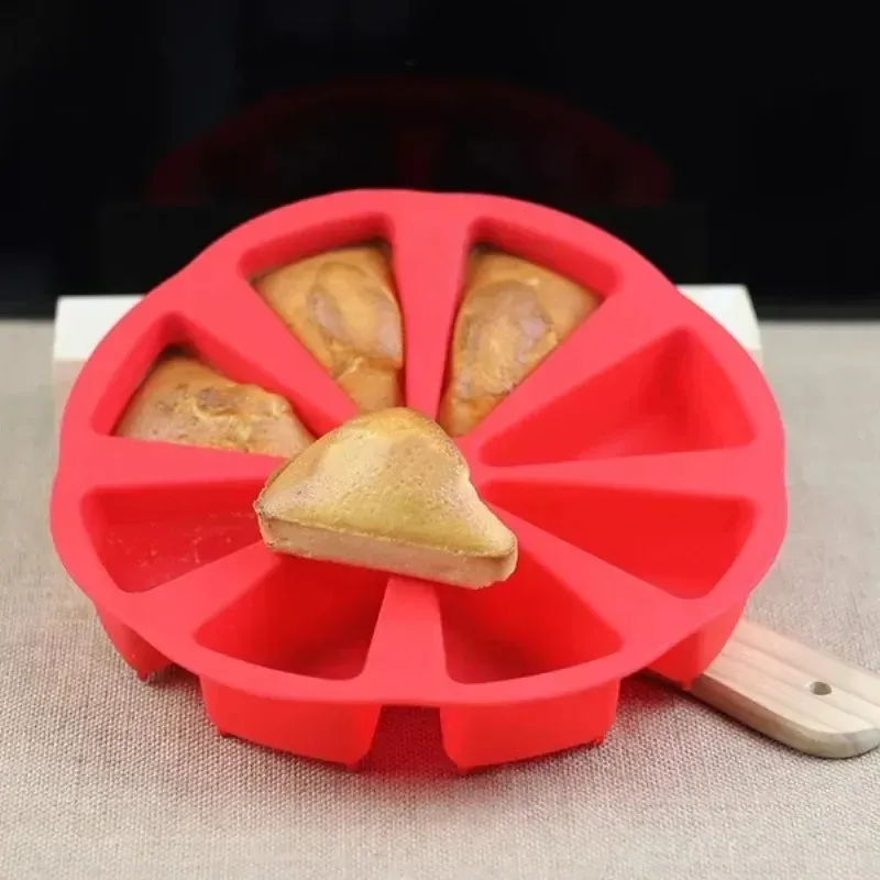 2024 Triangle Baking Mould 8 Silicone Patisserie Part Cake Moule Gateaux Pizza Slices Pan Gateau Tools Bread Cheese Kitchen