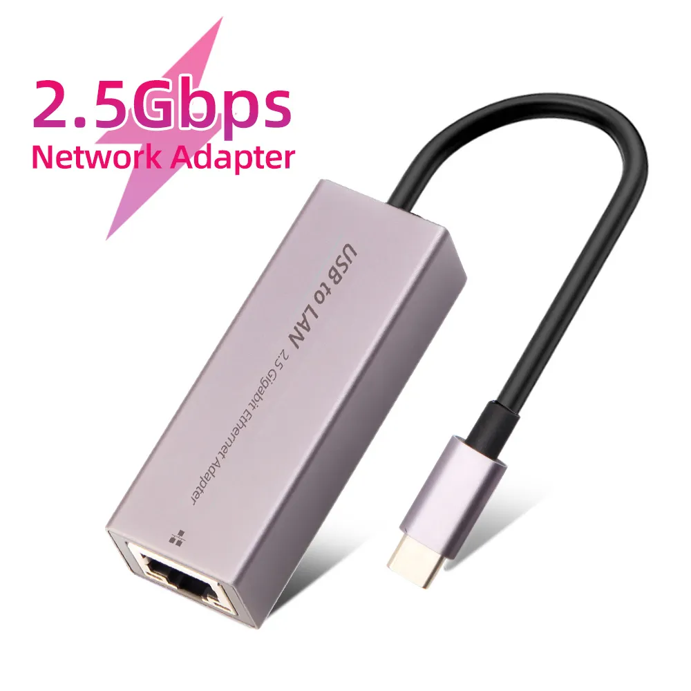 Wavlink USB 3.0 To Gigabit Ethernet Adapter – 2500Mbps, 3-Port USB Hub, RJ45 LAN, Aluminum Housing, Gray