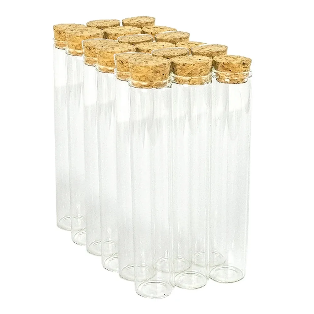 50pcs 30 ml bouteilles en verre transparent de qualité alimentaire bocaux de tube à essai personnalisés flacons de stockage réutilisables avec bouchons 22 * ​​120 mm 240328